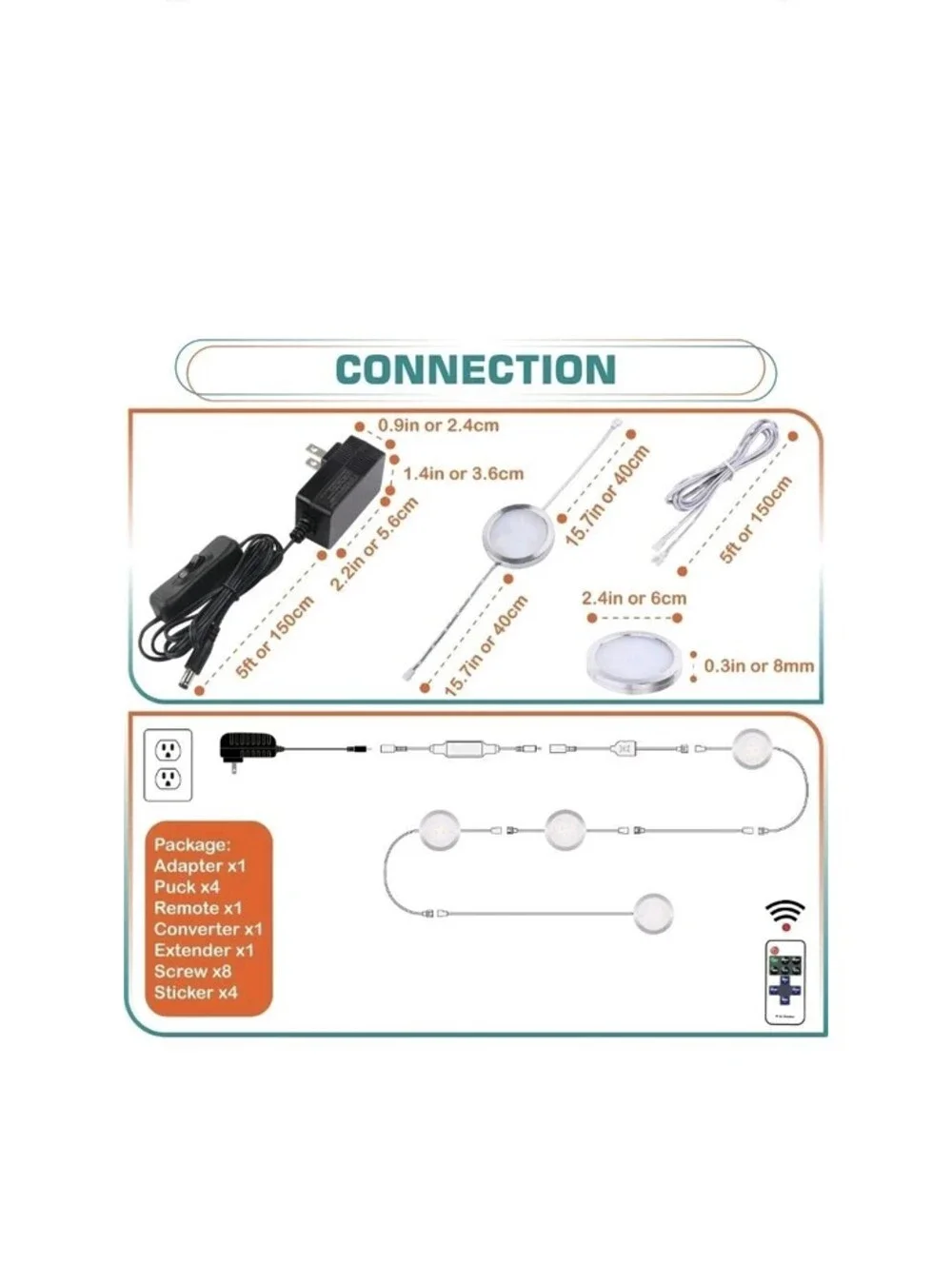 2 Pack Round LED Puck Lights of 2.4